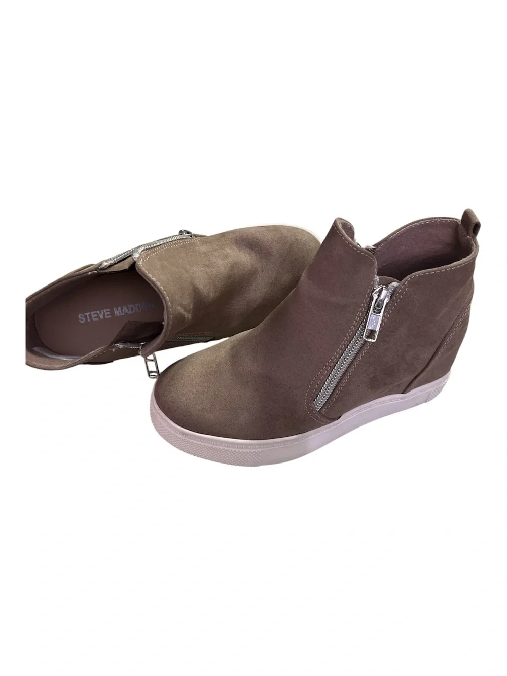Steve Madden Kids Caliber Taupe Suede Wedge Sneakers - Size 1 (Big Kid)